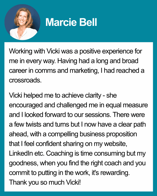 Vicki Marinker Candid Career Coach coaching testimonial Vicki Marinker Candid Career Coach coaching testimonial